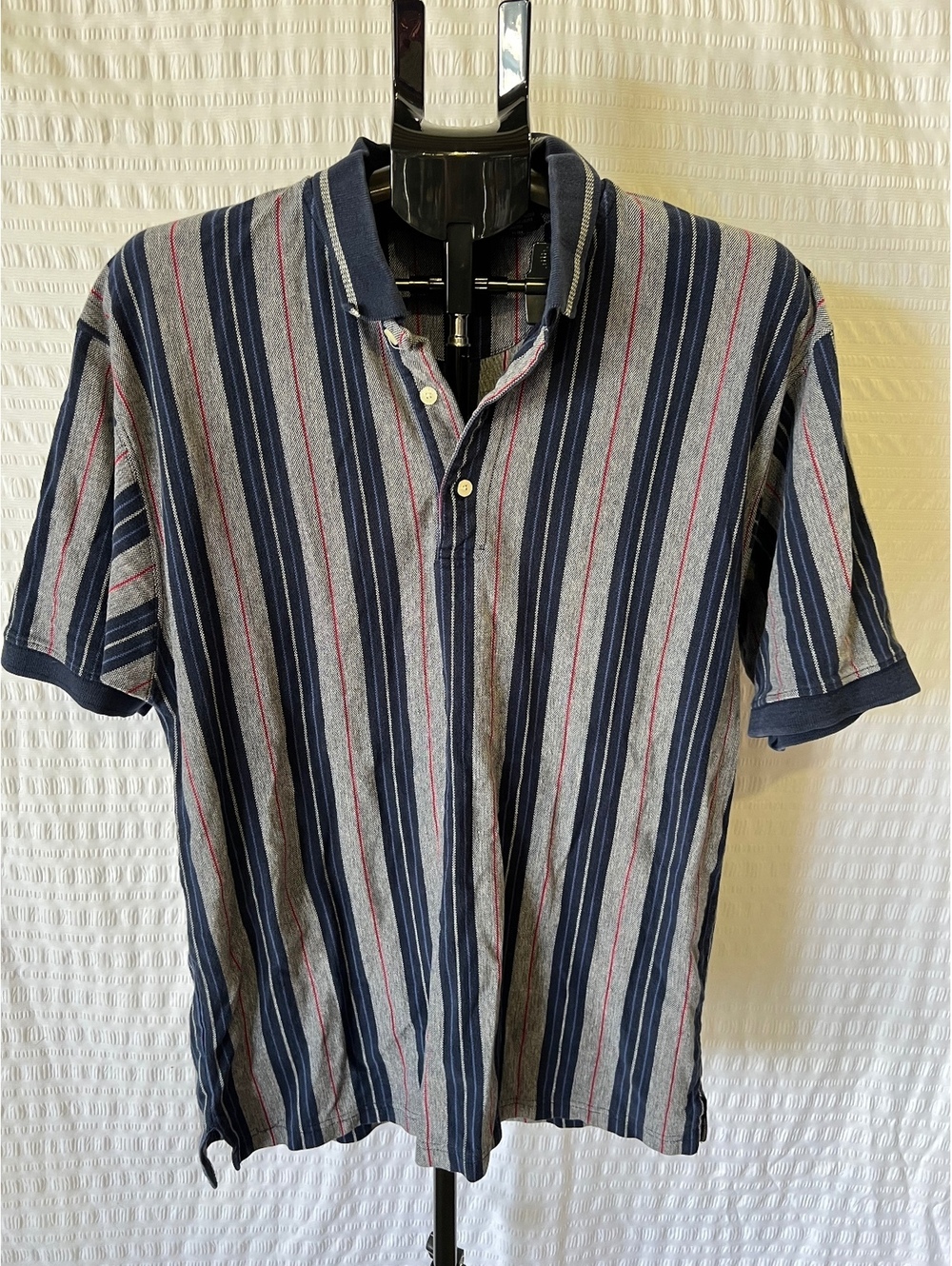 Vintage Players Striped Polo Shirt XL – 90s Y2K Cotton Rugby Style